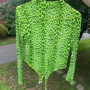 neon leopard print thong bottom bodysuit